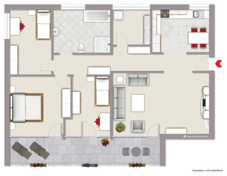 Immobilienangebot - Warendorf - Wohnen & Gewerbe - Renoviert, großzügig, hell - Hochparterrewohnung in Warendorf!