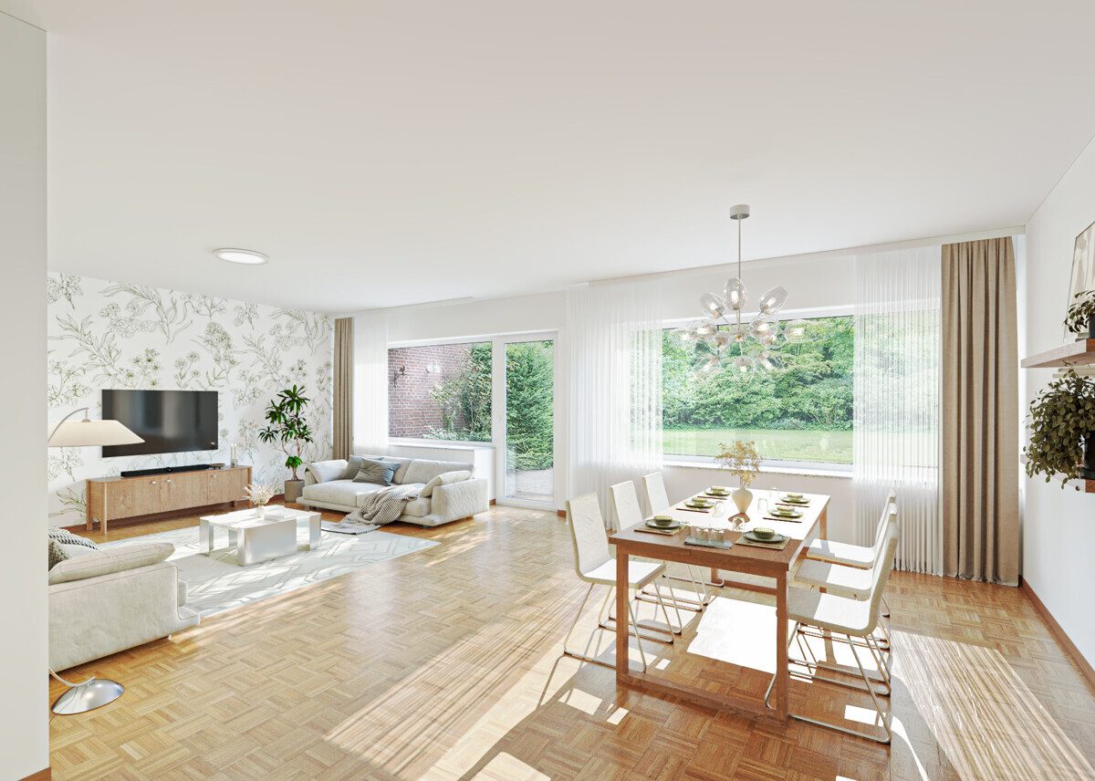 Wohnzimmer Immobilienangebot - Münster - Wohnen & Gewerbe - Einfamilienhaus mit herrenhäuslichem Flair in begehrter Waldrandlage!