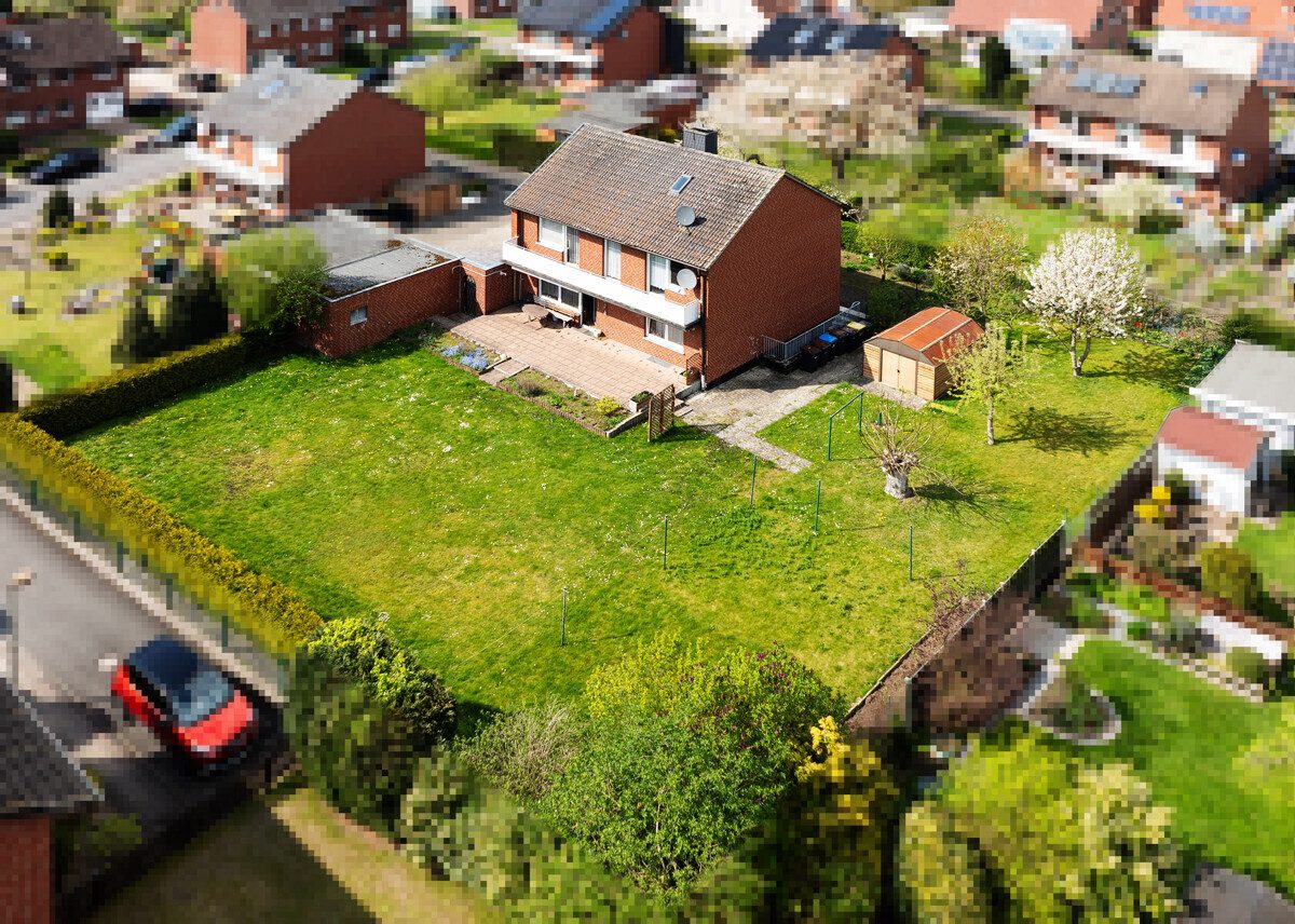 Süd-Ostansicht Vogelperspersktive Immobilienangebot - Drensteinfurt / Walstedde - Wohnen & Gewerbe - Großes Haus mit viel Potenzial (Erbbaurecht)!