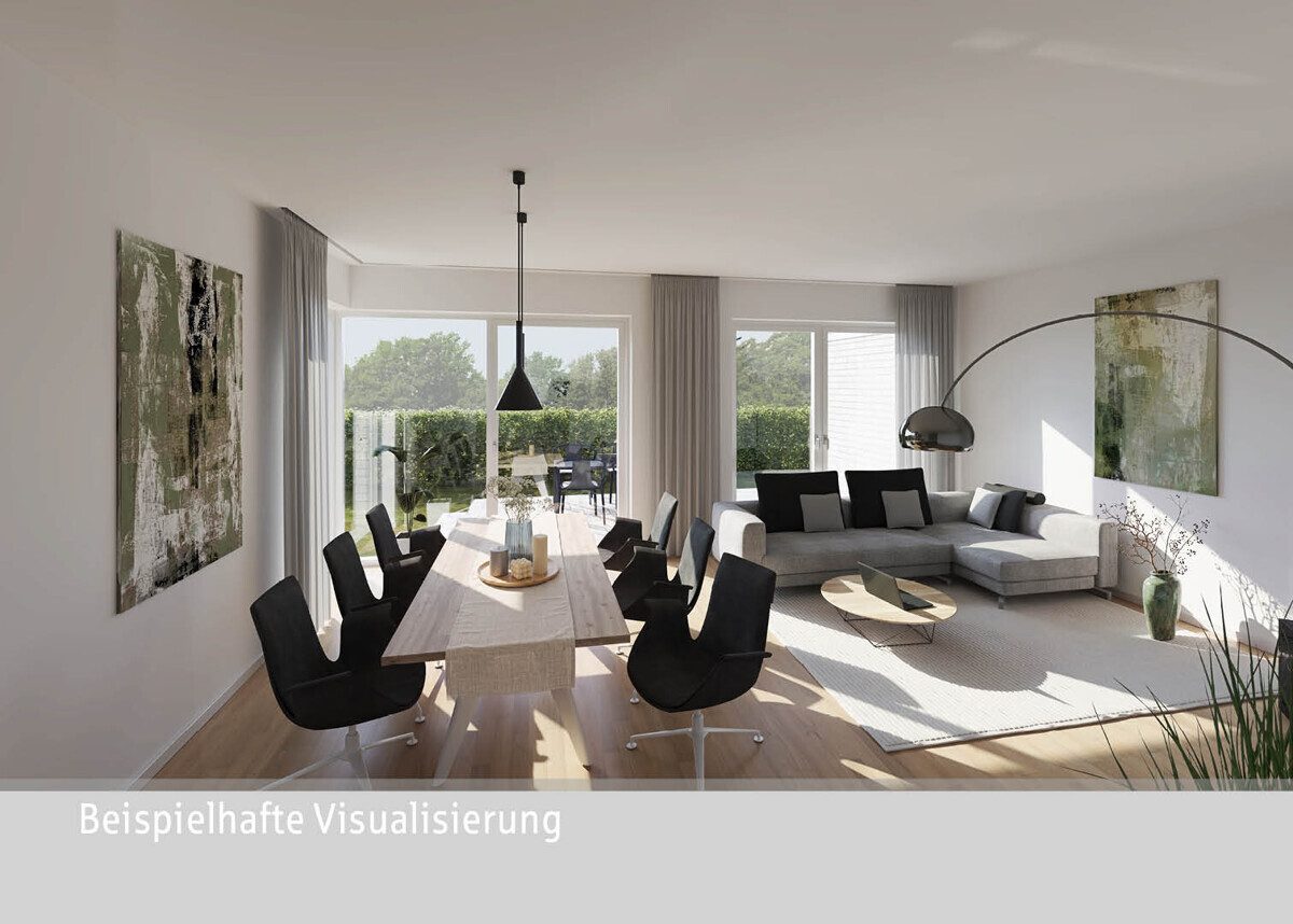 Visualisierung Wohn- und Essbereich EG Immobilienangebot - Münster - Wohnen & Gewerbe - Aaseestadt: ruhiges Familienleben in attraktiven Doppelhäusern.