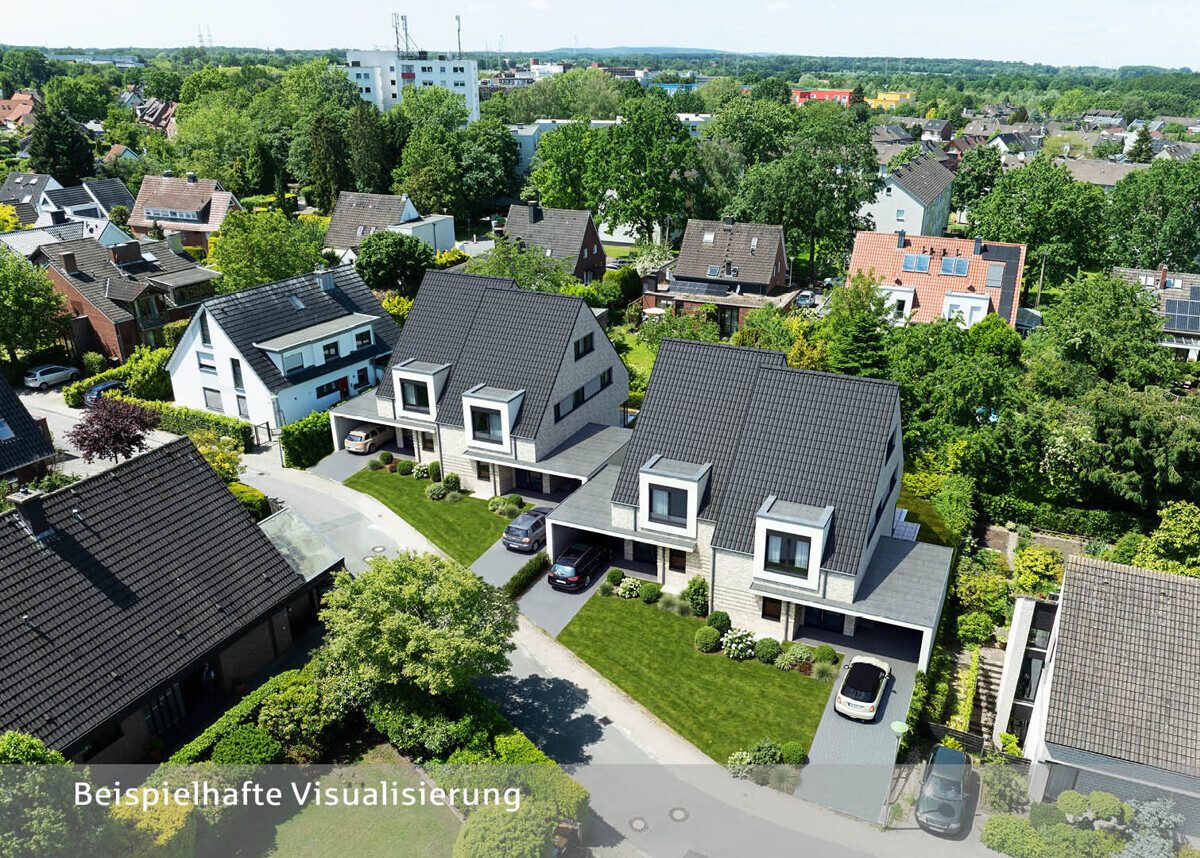 Vogelperspektive Immobilienangebot - Münster - Wohnen & Gewerbe - Aaseestadt: ruhiges Familienleben in attraktiven Doppelhäusern.