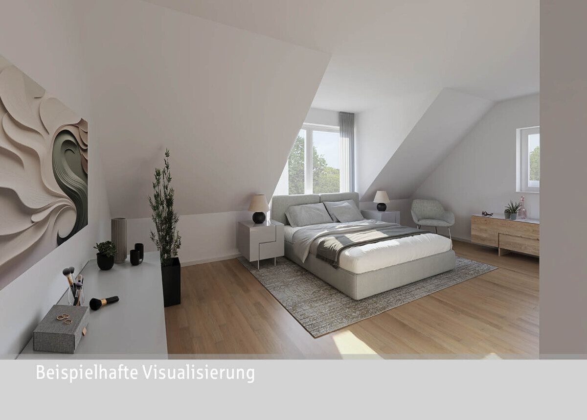 Visualisierung Schlafzimmer DG Immobilienangebot - Münster - Wohnen & Gewerbe - Aaseestadt: ruhiges Familienleben in attraktiven Doppelhäusern.
