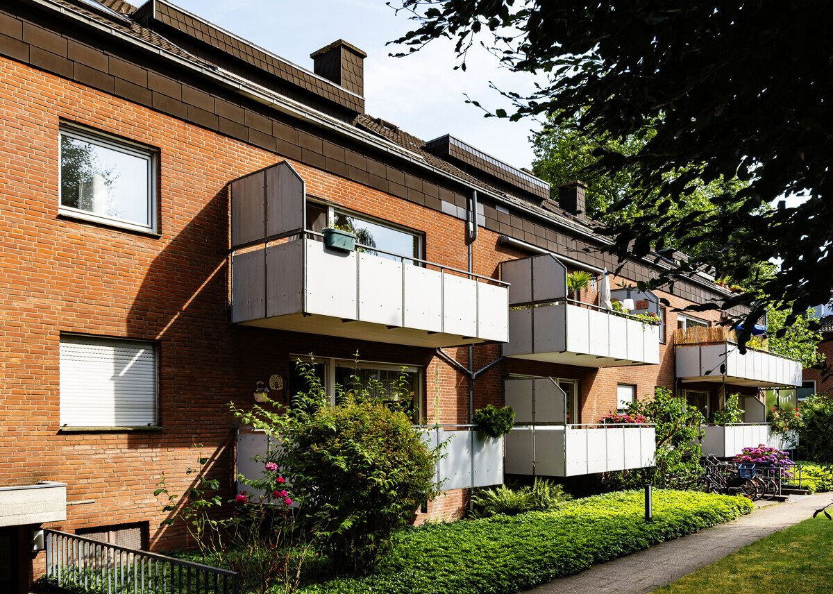Rückansicht Immobilienangebot - Münster - Wohnen & Gewerbe - Gepflegte ETW mit Balkon und Garage im Münsteraner Centrum!