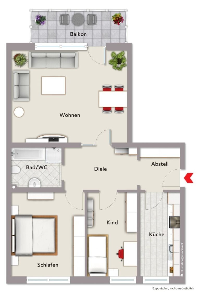 Immobilienangebot - Münster - Wohnen & Gewerbe - Gepflegte ETW mit Balkon und Garage im Münsteraner Centrum!