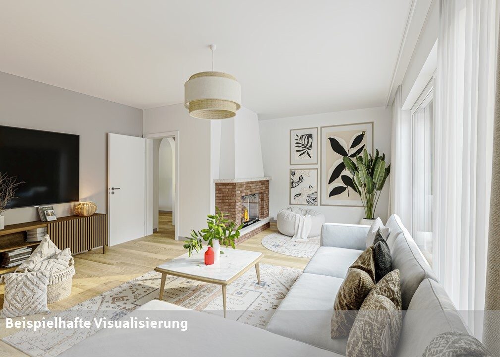 Wohnzimmer mit Kaminecke Immobilienangebot - Oelde - Wohnen & Gewerbe - Ein Haus mit vielen Möglichkeiten!
