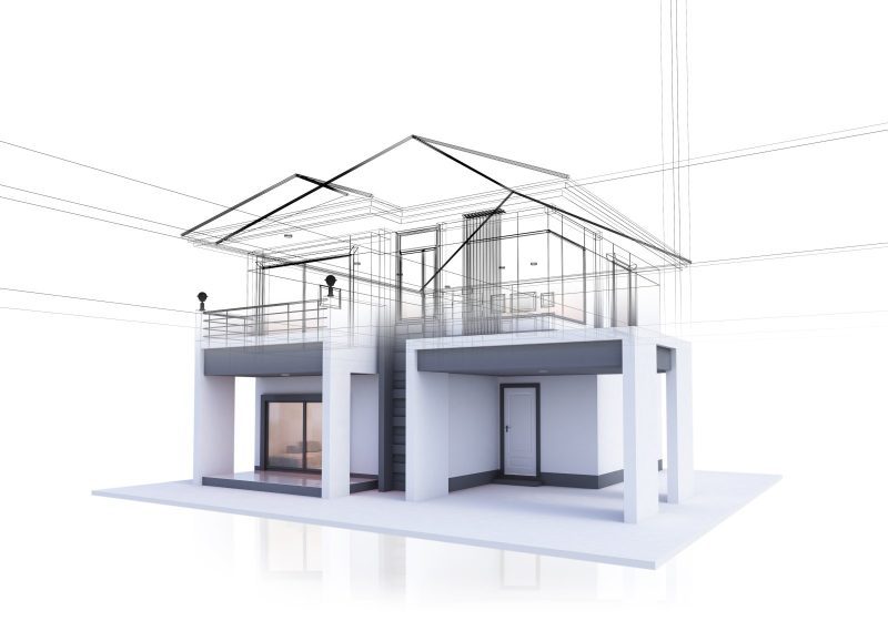 house three dimensional sketch drawing