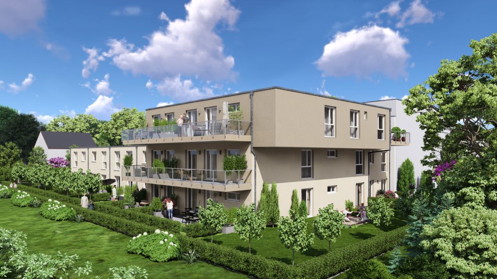 Rückseite Immobilienangebot - Bochum / Höntrop - Alle - Mit dem Aufzug nach oben und Abendsonne auf dem Balkon genießen