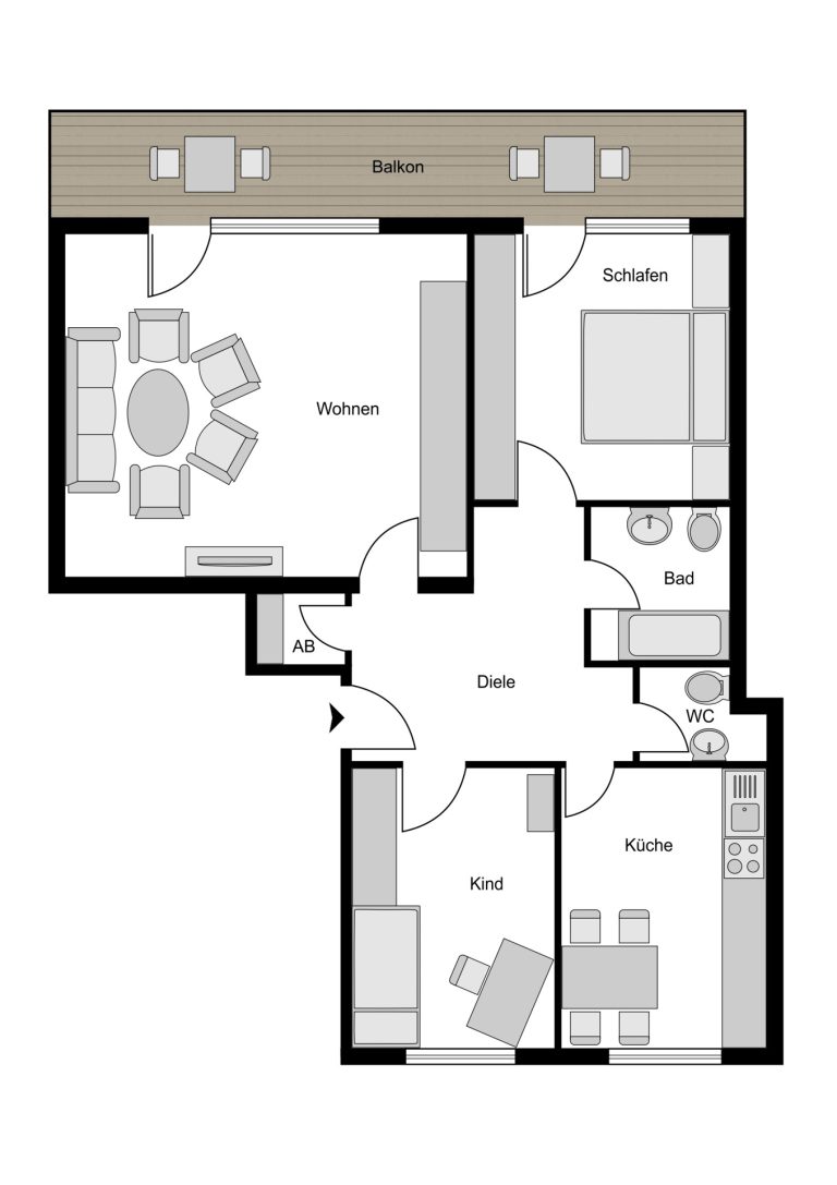 Immobilienangebot - Bochum - Alle - Vermietete Wohnung 
im Ortskern Stiepel