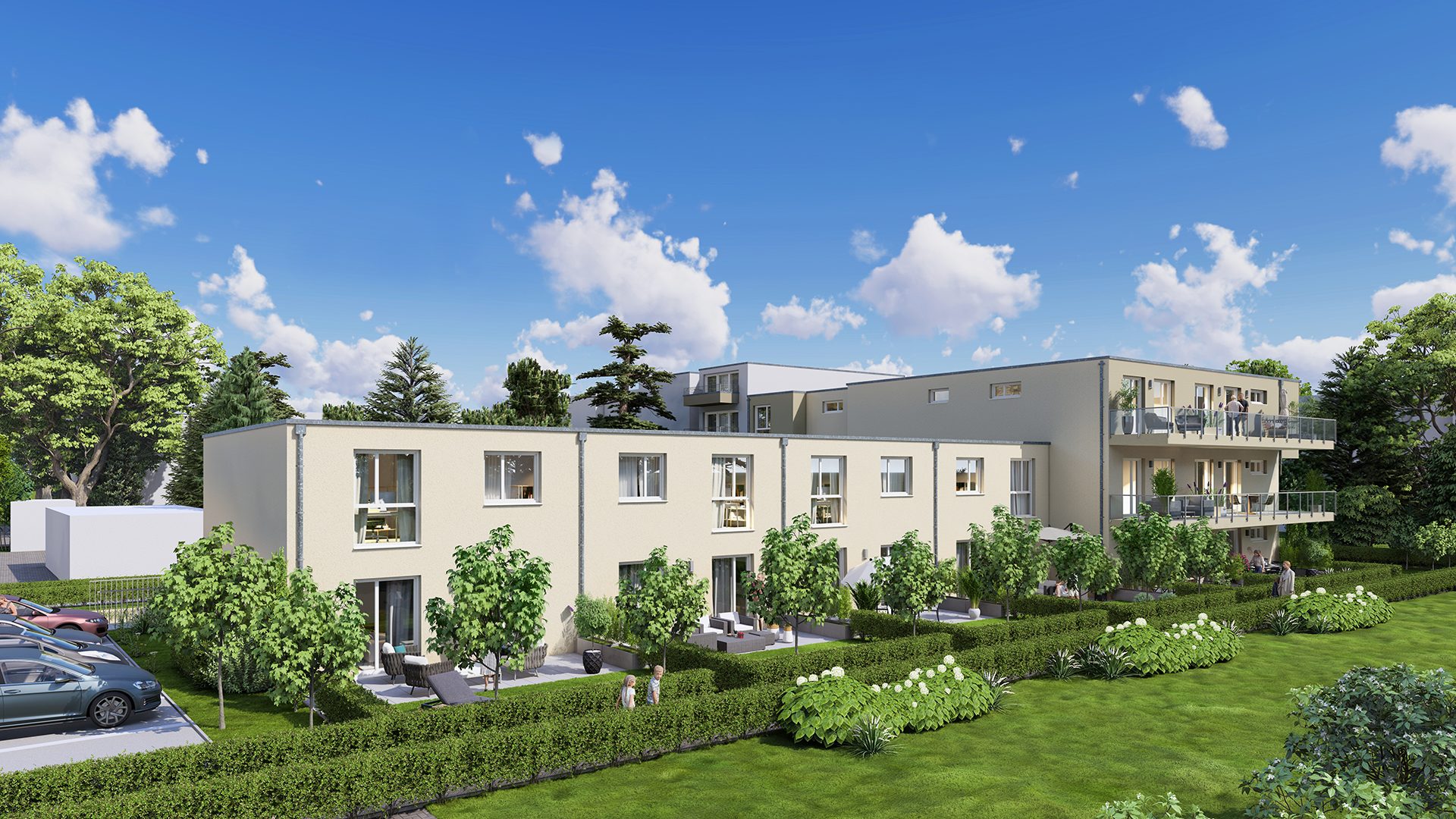 S-Immobiliendienst Bochum - Neubauprojekt Pulverstraße 25 - Visualisierung Rückseite 1
