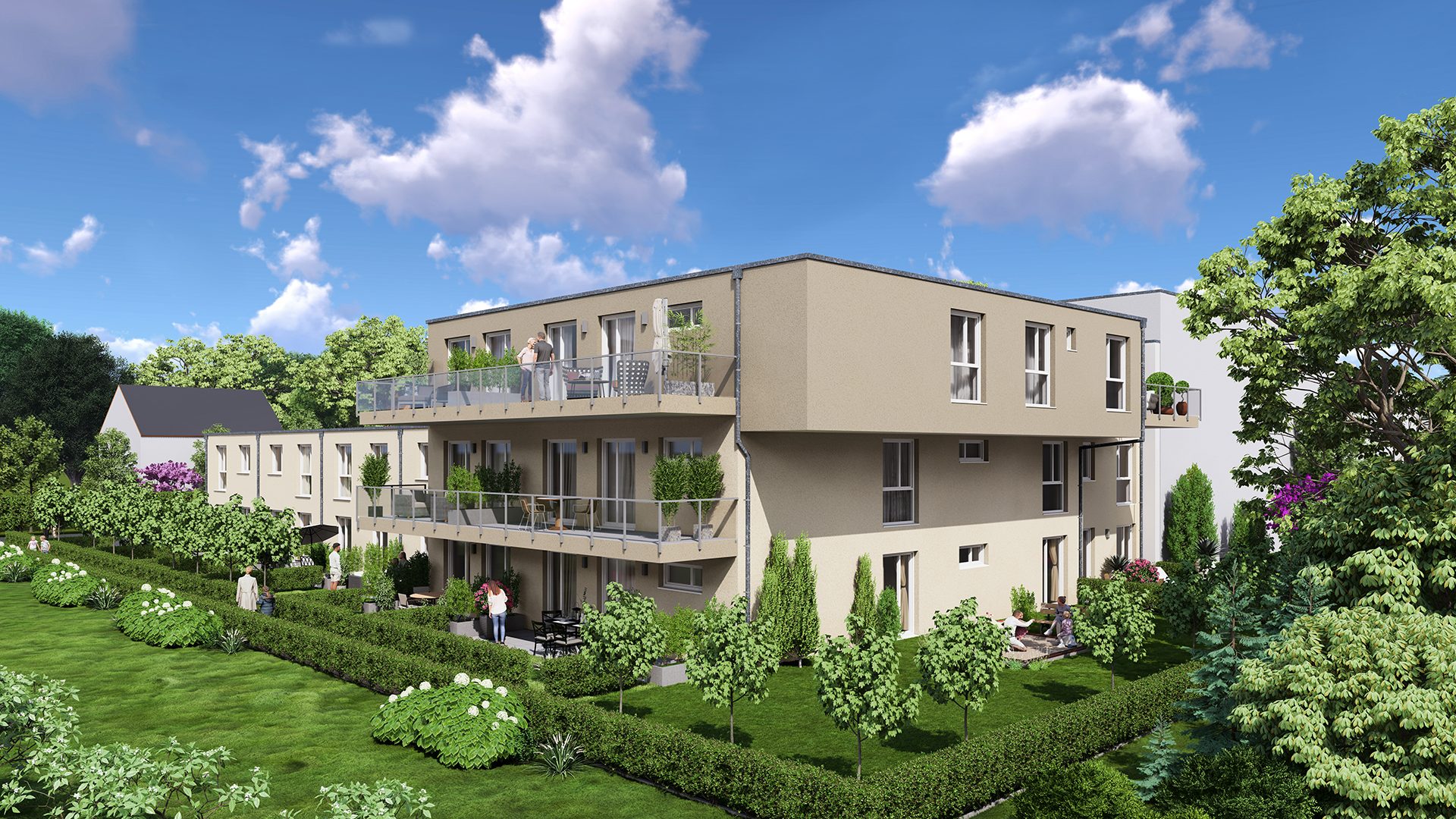 S-Immobiliendienst Bochum - Neubauprojekt Pulverstraße 25 - Visualisierung Rückseite 2