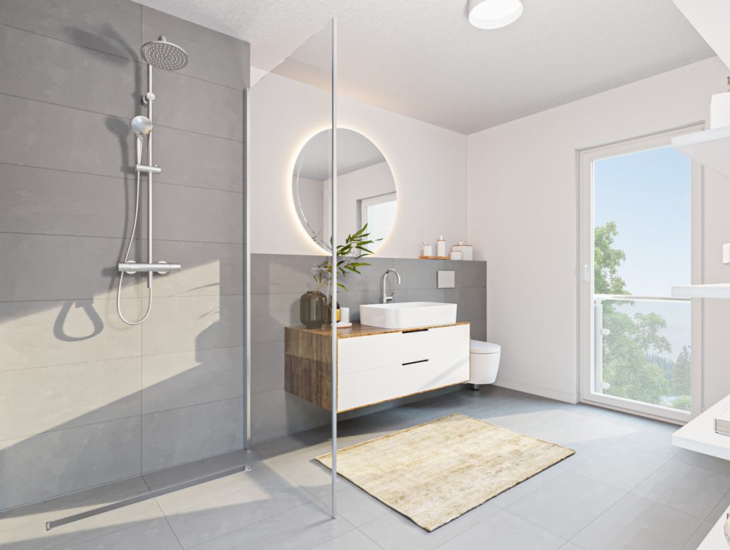 Badezimmer (Beispiel) Immobilienangebot - Bochum - Alle - Bauqualität die man sehen kann: Rohbau nimmt Form an