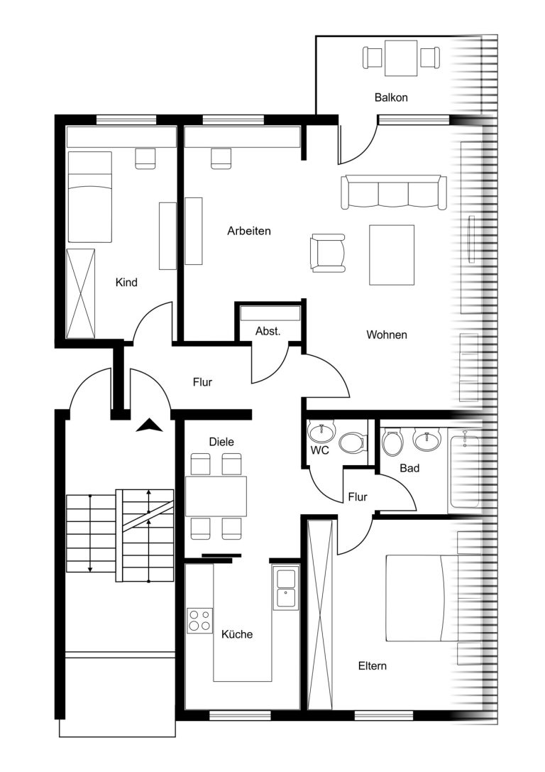 Immobilienangebot - Gelsenkirchen - Alle - Sonnige 3,5 Zimmer Balkonwohnung 
in Ückendorf