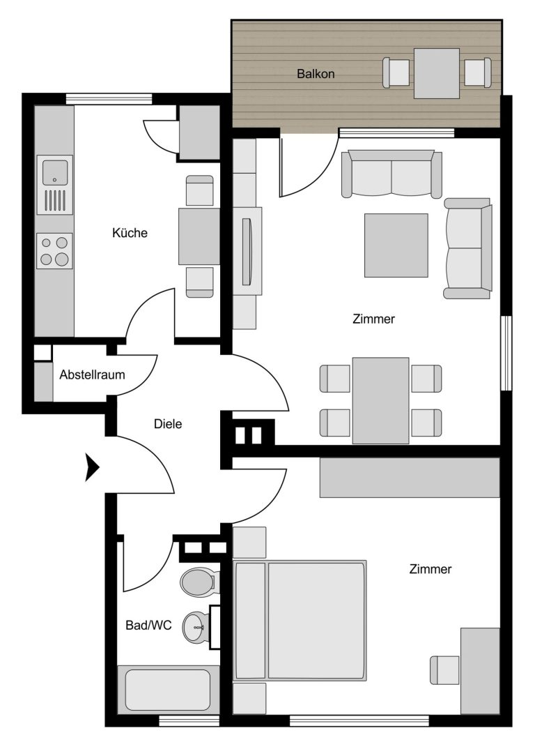 Immobilienangebot - Bochum - Alle - Modernisierte EG-Wohnung mit Balkon
in Grumme