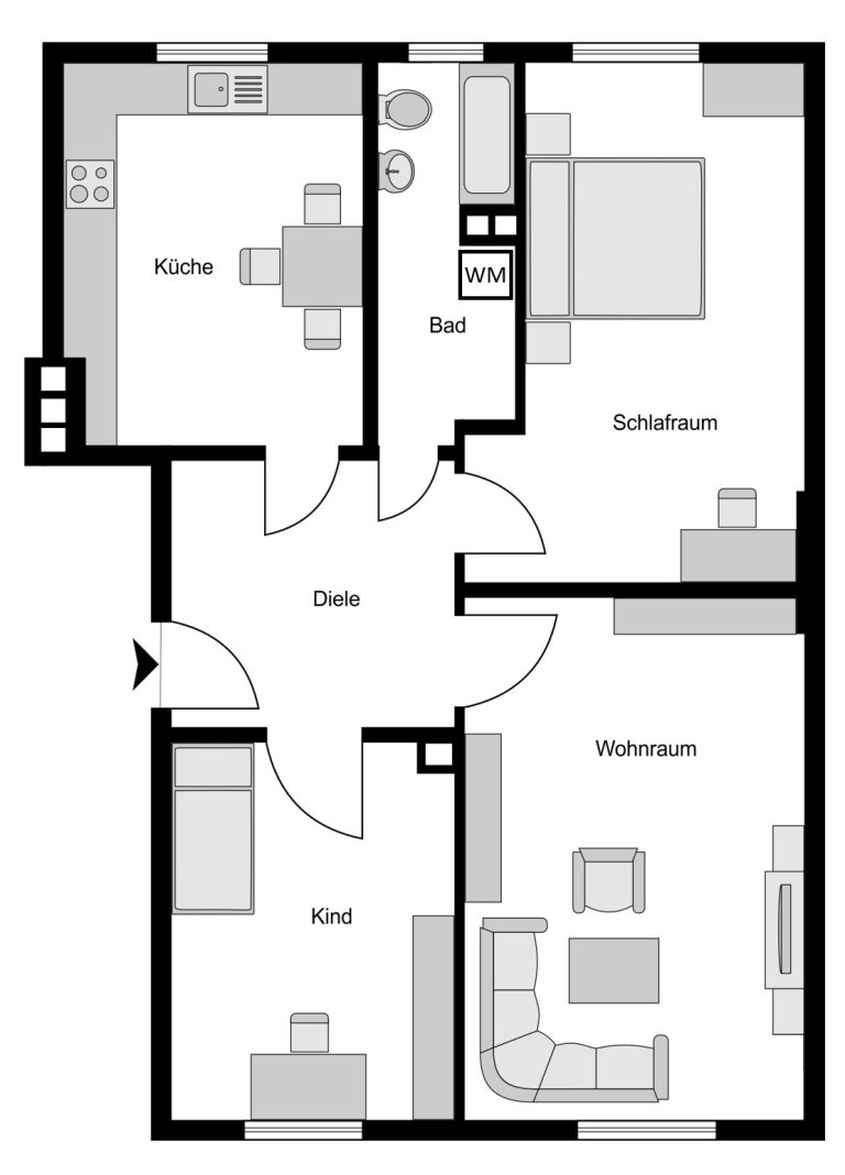 Immobilienangebot - Bochum - Alle - Zum Wohlfühlen: Zentrale 3,5 Zimmer
in Bochum