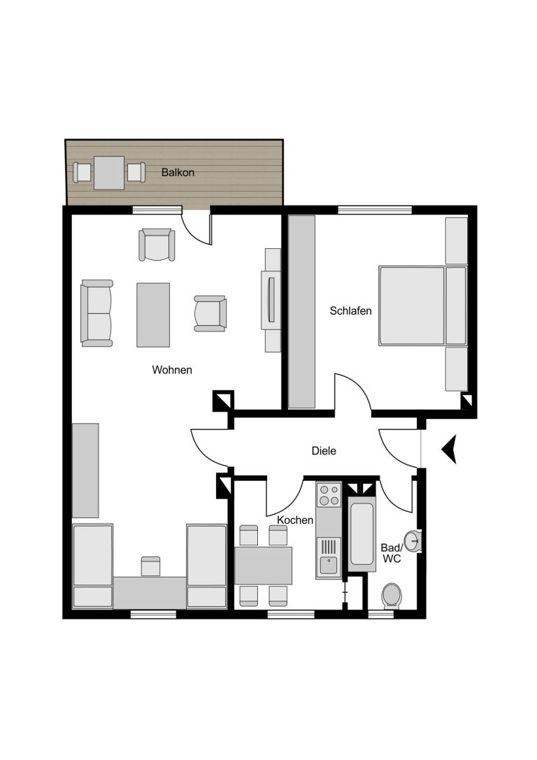 Immobilienangebot - Bochum - Alle - Gut geschnittene Etagenwohnung 
in Riemke