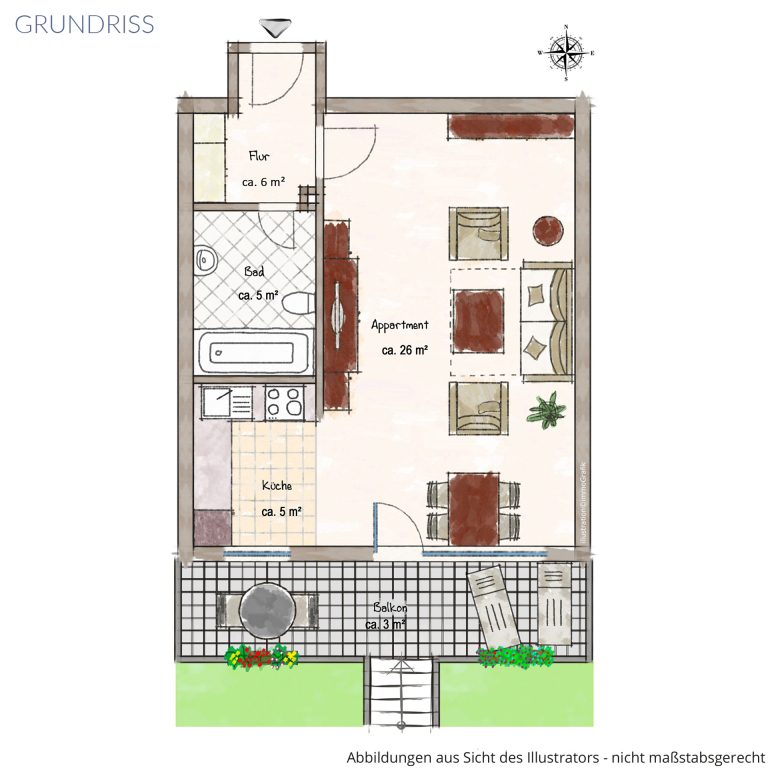Veltrup Immobilien - Immobilienangebot - Herrsching am Ammersee - Wohnen - HOCHWERTIG SANIERTES 1-ZIMMER APARTMENT MIT SCHWIMMBAD, SAUNA UND PRIVATEM BADESTEG