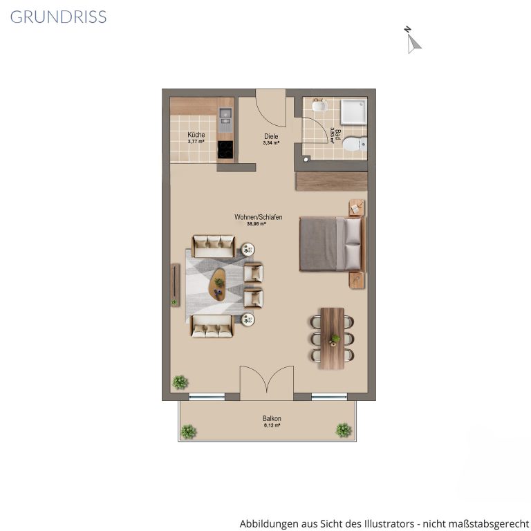 Veltrup Immobilien - Immobilienangebot - Greifenberg - Wohnen - MEHR ALS EIN ZIMMER - HELLE DACHGESCHOSSWOHNUNG MIT GALERIE & BALKON IM GRÜNEN