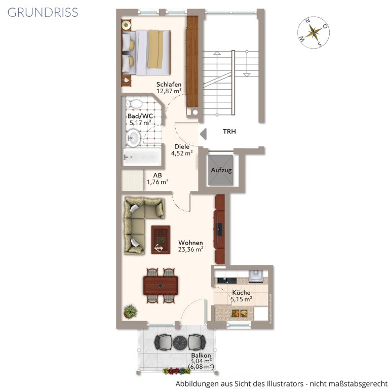 Veltrup Immobilien - Immobilienangebot - Landsberg am Lech - Wohnen - FREI FÜR NEUE IDEEN: 2-ZIMMER WOHNUNG MIT BALKON AM ENGLISCHEN GARTEN
