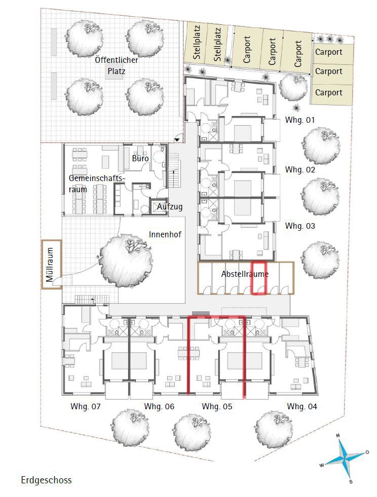 Immobilienangebot - Unterkirnach - Wohnungen - Betreutes Wohnen: 2 Zimmer, Obergeschoss mit Balkon