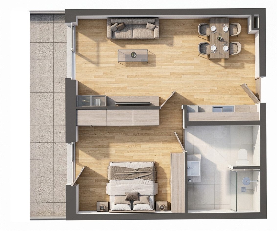 Immobilienangebot - Sankt Georgen im Schwarzwald - Wohnungen - Betreutes Wohnen ab 60 Jahren: Möblierte, barrierefreie 2‑Zimmer-Wohnung miti Balkon und Einbauküche