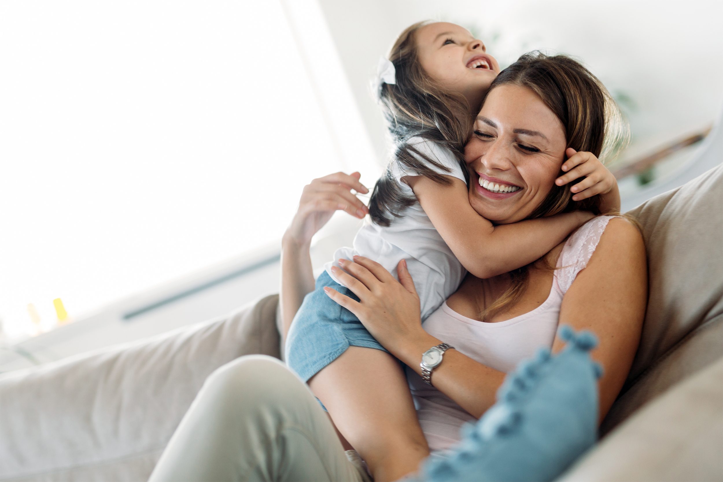 Happy family having fun time at home