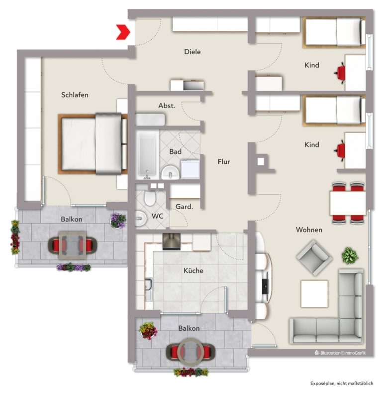 Immobilienangebot - Eggenstein-Leopoldshafen / Leopoldshafen - Wohnungen - Flexibel wohnen mit Potenzial: 3,5- oder 4-Zimmer-Eigentumswohnung, entscheiden Sie selbst!