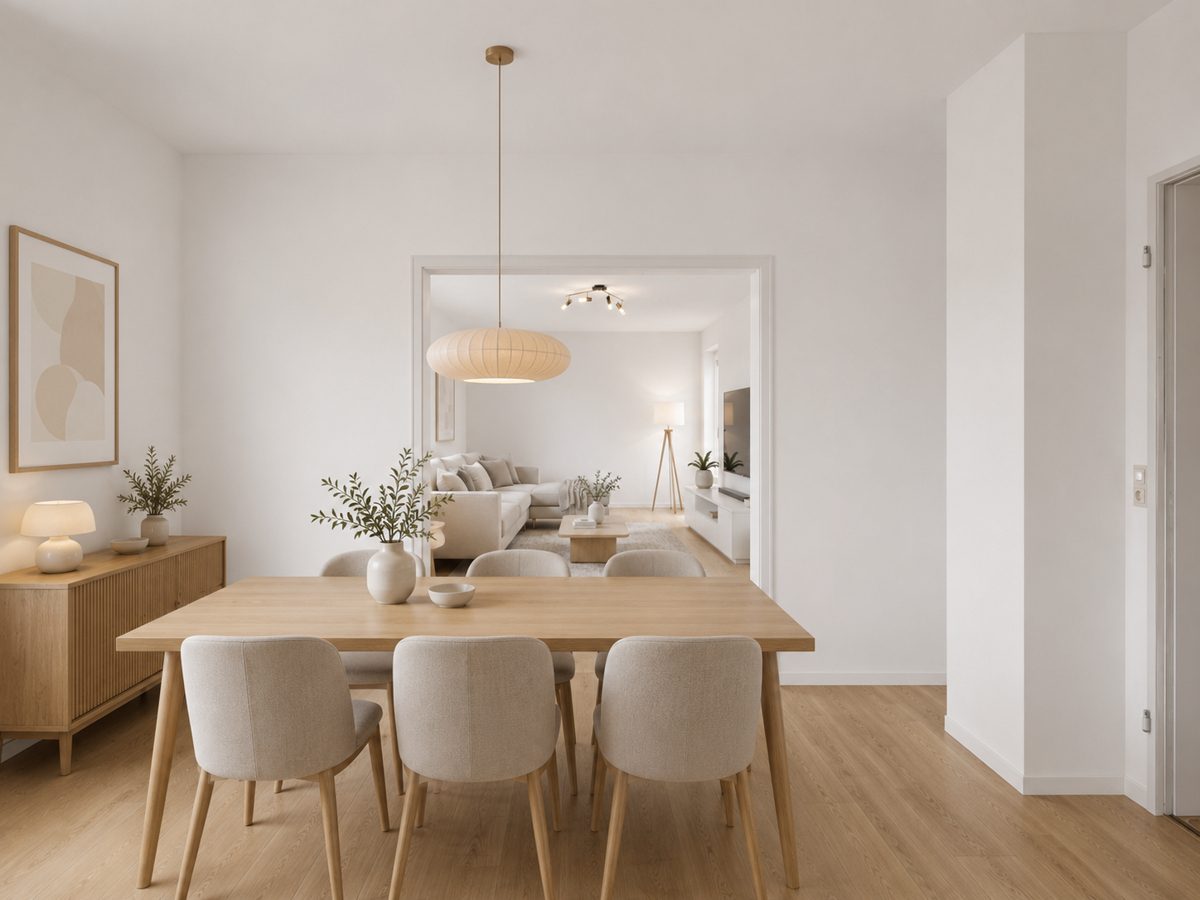Wohnbeispiel Essbereich -KI generiert Immobilienangebot - Eggenstein-Leopoldshafen / Leopoldshafen - Wohnungen - Flexibel wohnen mit Potenzial: 3,5- oder 4-Zimmer-Eigentumswohnung, entscheiden Sie selbst!
