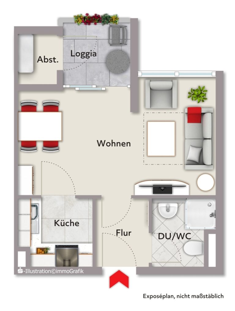 Immobilienangebot - Karlsruhe - Wohnungen - Kompakte 1-Zimmer-Wohnung mit Balkon, TG-Stellplatz und Sanierungspotenzial