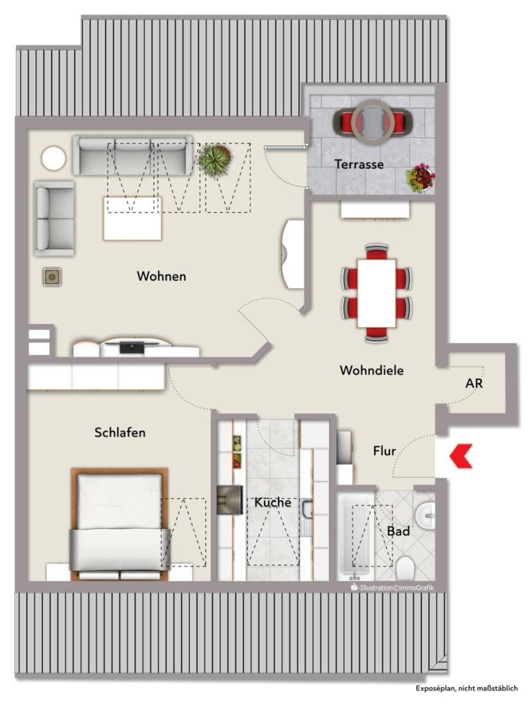 Immobilienangebot - Karlsruhe / Grötzingen - Wohnungen - Gepflegte 2-Zimmer-Wohnung mit Balkon und Garage in Grötzingen!