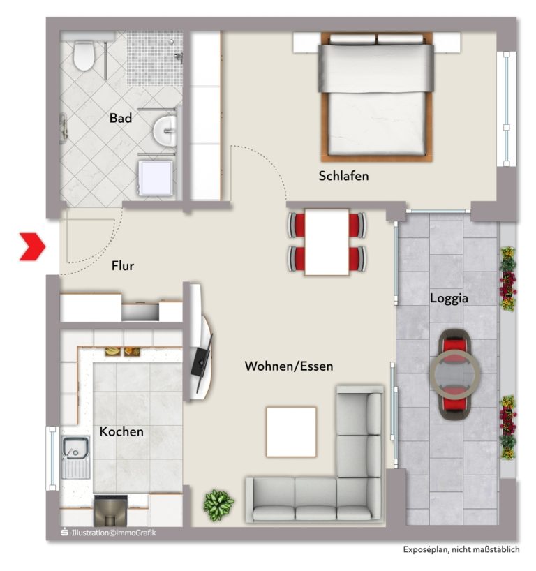 Immobilienangebot - Karlsruhe / Südweststadt - Wohnungen - Betreutes Wohnen in bester Lage - Moderne 2-Zimmer-Eigentumswohnung mit Loggia und TG-Stellplatz!