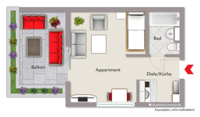 Immobilienangebot - Waldbronn / Busenbach - Wohnungen - Renditestarke Kapitalanlage: Zwei attraktive 1-Zimmer-Apartments im Paket zu verkaufen!