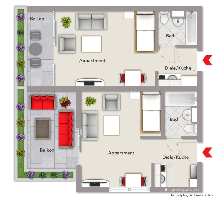 Immobilienangebot - Waldbronn / Busenbach - Wohnungen - Renditestarke Kapitalanlage: Zwei attraktive 1-Zimmer-Apartments im Paket zu verkaufen!
