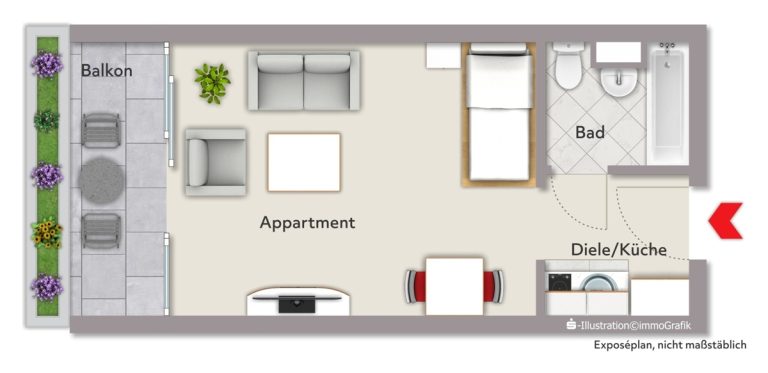 Immobilienangebot - Waldbronn / Busenbach - Wohnungen - Renditestarke Kapitalanlage: Zwei attraktive 1-Zimmer-Apartments im Paket zu verkaufen!
