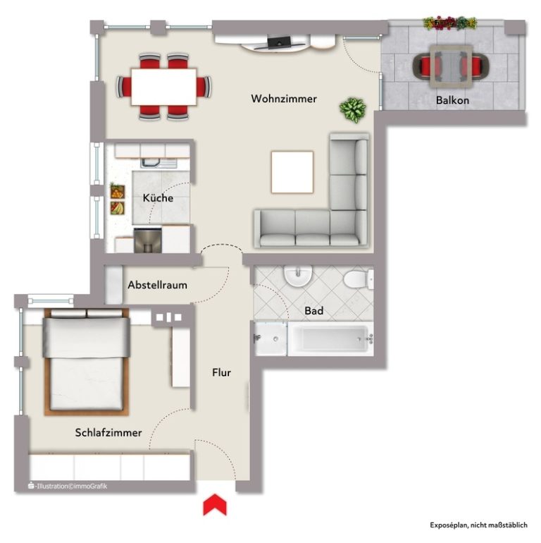Immobilienangebot - Rastatt-Niederbühl - Wohnungen - Sichere Kapitalanlage: Vermietete 2-Zimmer-Wohnung mit Balkon