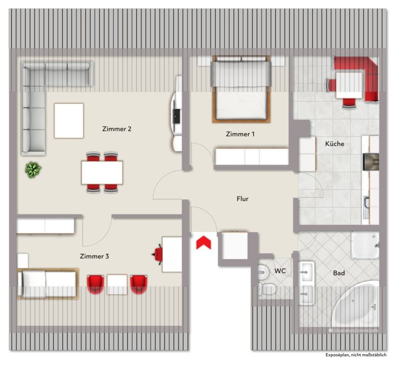Immobilienangebot - Stutensee / Staffort - Wohnungen - Attraktive 3-Zimmer-Wohnung nach Sanierung - selbst einziehen oder clever investieren!