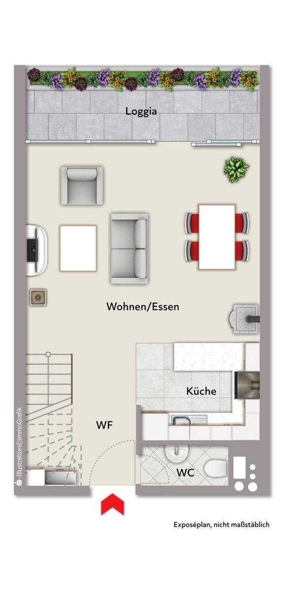 Immobilienangebot - Karlsruhe / Rüppurr - Wohnungen - Helle 3-Zimmer-Maisonette mit zwei Balkonen und Tiefgaragenstellplatz - vermietet und provisionsfrei