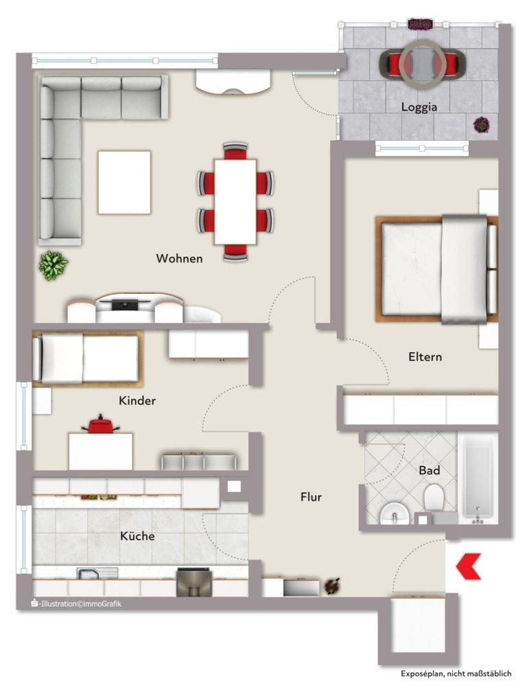 Immobilienangebot - Stutensee / Blankenloch - Wohnungen - Einziehen, ankommen, wohlfühlen – gepflegte 3-Zimmer-Wohnung mit Loggia und Garage