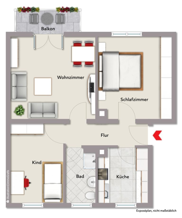 Immobilienangebot - Gernsbach - Wohnungen - Ankommen und wohlfühlen – provisionsfreie 3-Zimmer-Wohnung mit Balkon in Gernsbach