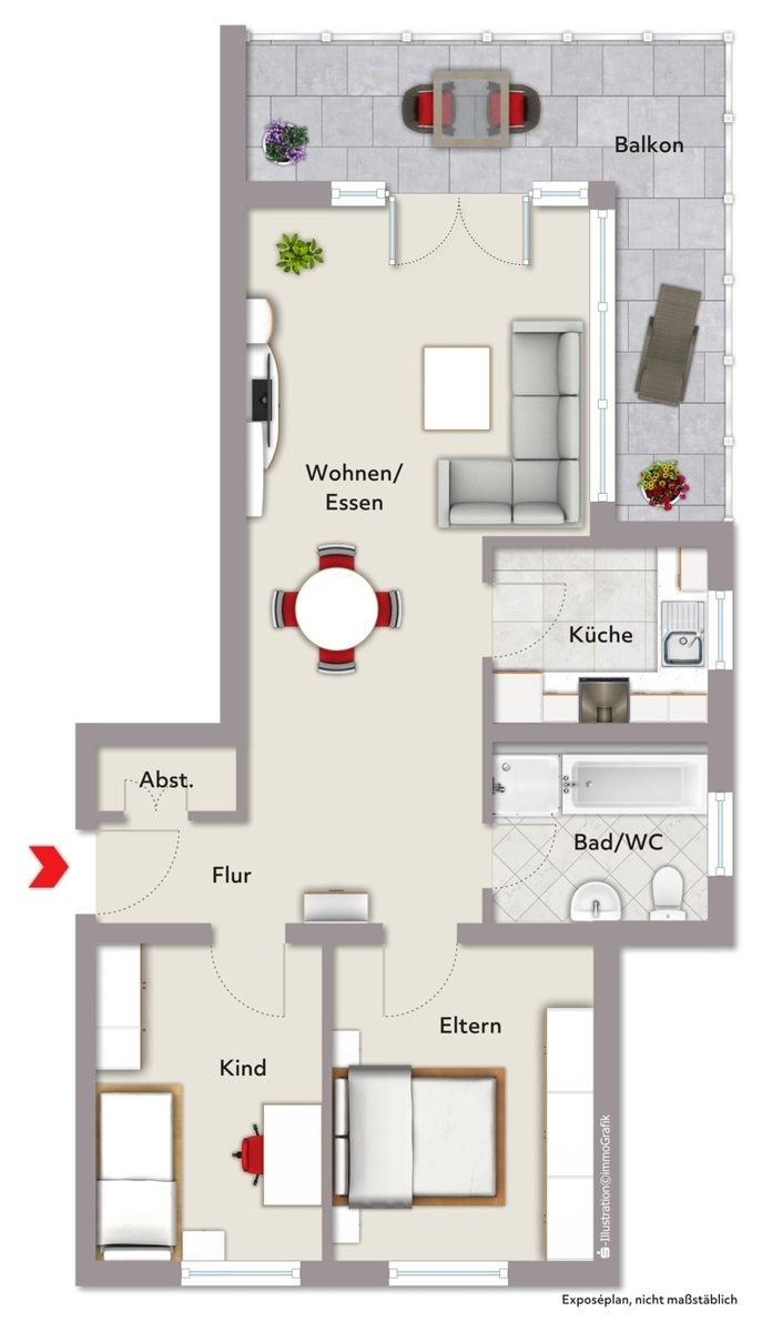 Immobilienangebot - Malsch - Wohnungen - Charmante Erdgeschosswohnung mit großem Eckbalkon und perfekter Infrastruktur