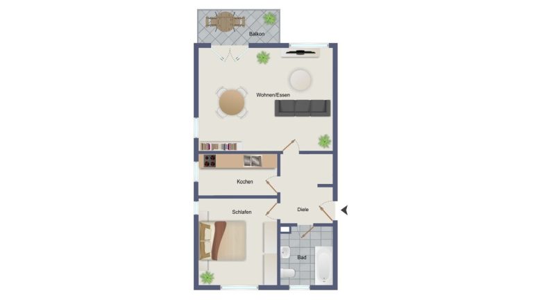 VR Immobilien GmbH - Immobilienangebot - Fulda - Alle - Helle 2-Zimmer-Wohnung mit Balkon und praktischem Grundriss in Fulda-Niesig