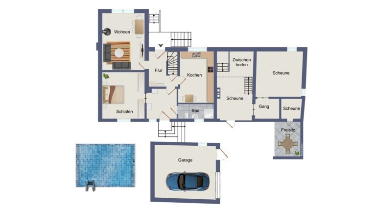 VR Immobilien GmbH - Immobilienangebot - Großenlüder - Alle - Viel Raum für Ideen Einfamilienhaus mit Scheune Pool und großem Grundstück in Kleinlüder