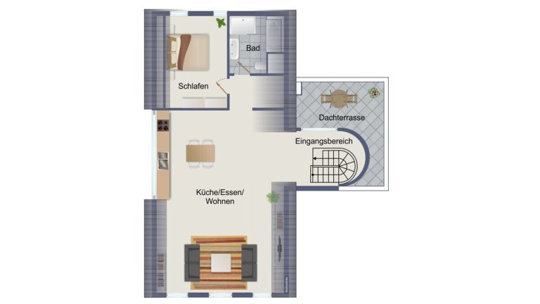 VR Immobilien GmbH - Immobilienangebot - Petersberg - Alle - Kernsanierte 2-Zimmer-Wohnung mit Dachterrasse in Petersberg
