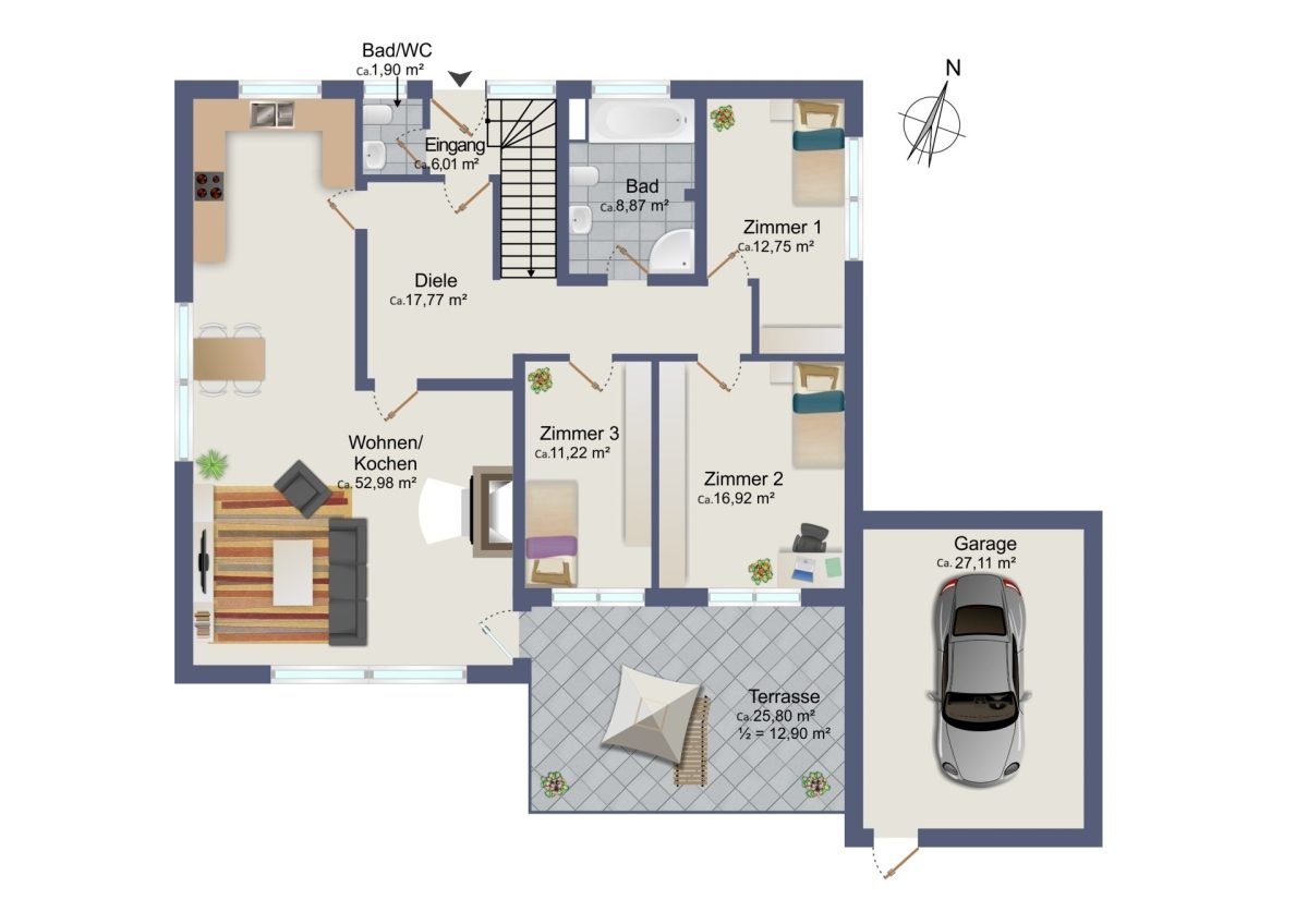 Immobilienangebot - Hamburg / Rahlstedt - Alle - TOP-Villenlage: 2-Familienhaus, teilvermietet, Vollkeller, Doppelgarage und 1.258 qm Grundstück!