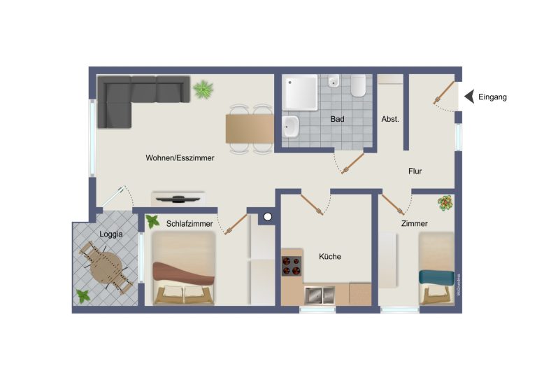 Immobilienangebot - Büdelsdorf - Alle - Gut geschnittene drei Zimmer Wohnung 
im Hochpaterre Nähe Eiderstadion