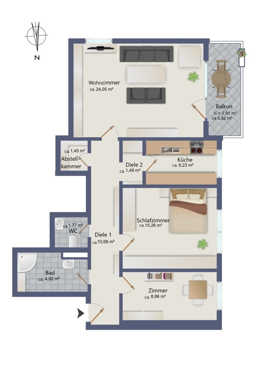 Immobilienangebot - Hamburg / Meiendorf - Alle - Renovierungsbedürftige 3-Zimmer Wohnung mit Aufzug in ruhiger und zentraler Lage von Meiendorf
