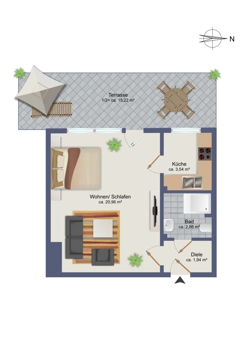Immobilienangebot - Hamburg / Farmsen-Berne - Alle - TOP modernisierte und langfristig vermietete Erdgeschosswohnung mit PKW-Stellplatz!