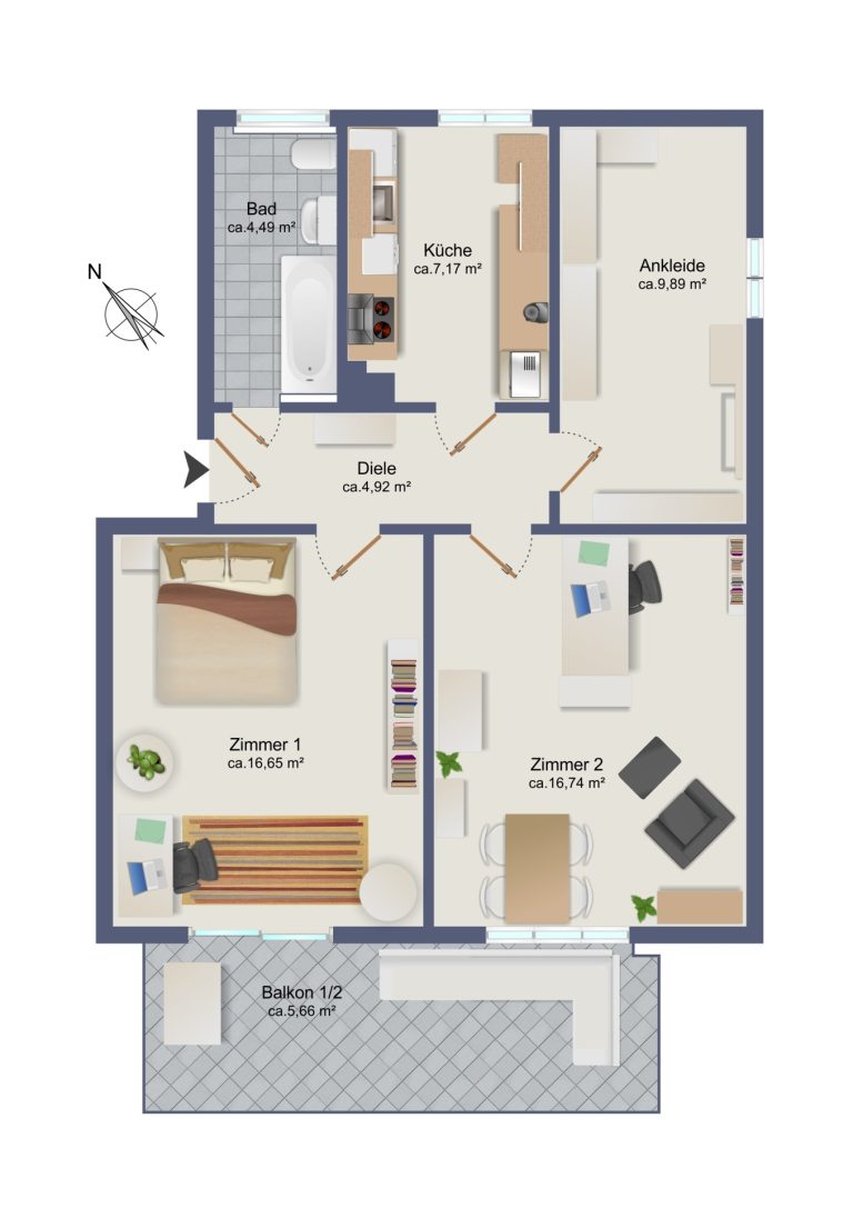 Immobilienangebot - Hamburg / Rahlstedt - Alle - Charmante, vermietete 3 Zimmer Wohnung mit Balkon in zentraler Lage von Alt-Rahlstedt!