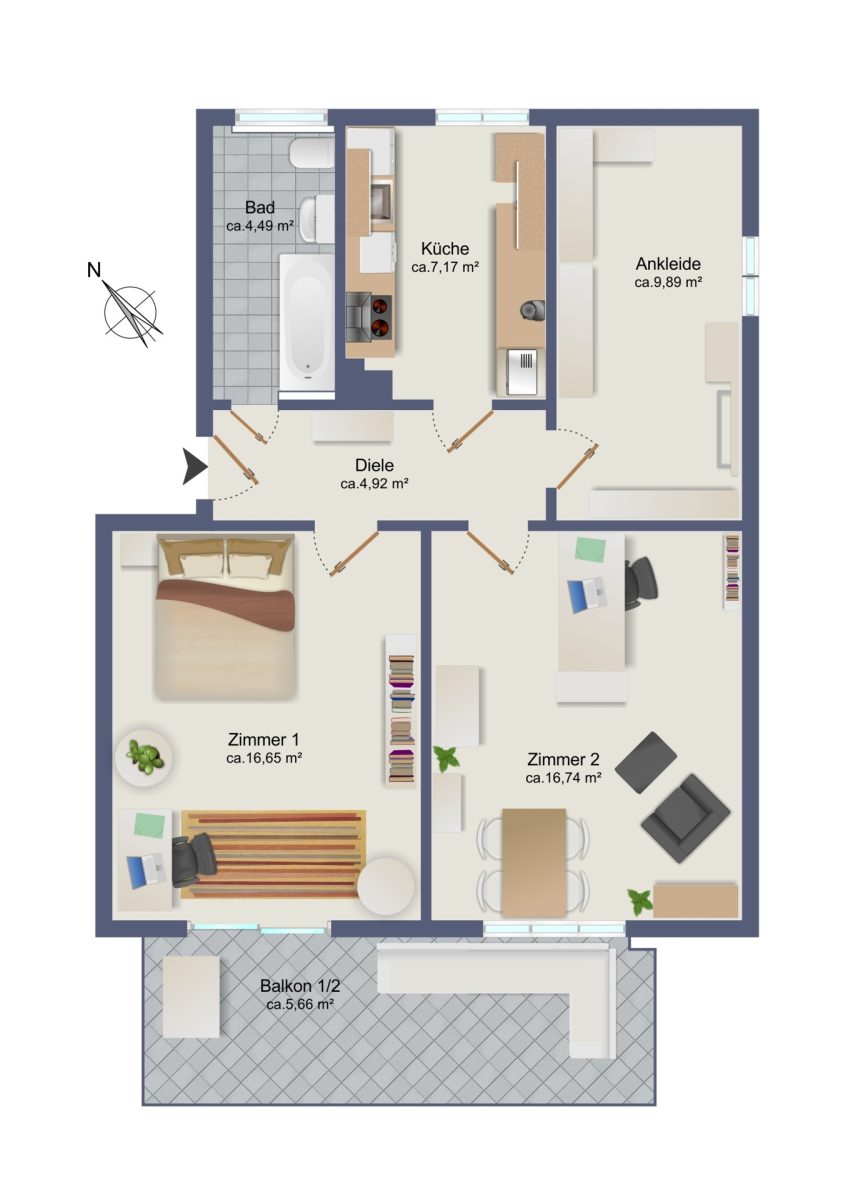 Immobilienangebot - Hamburg / Rahlstedt - Alle - Charmante, vermietete 3 Zimmer Wohnung mit Balkon in zentraler Lage von Alt-Rahlstedt!