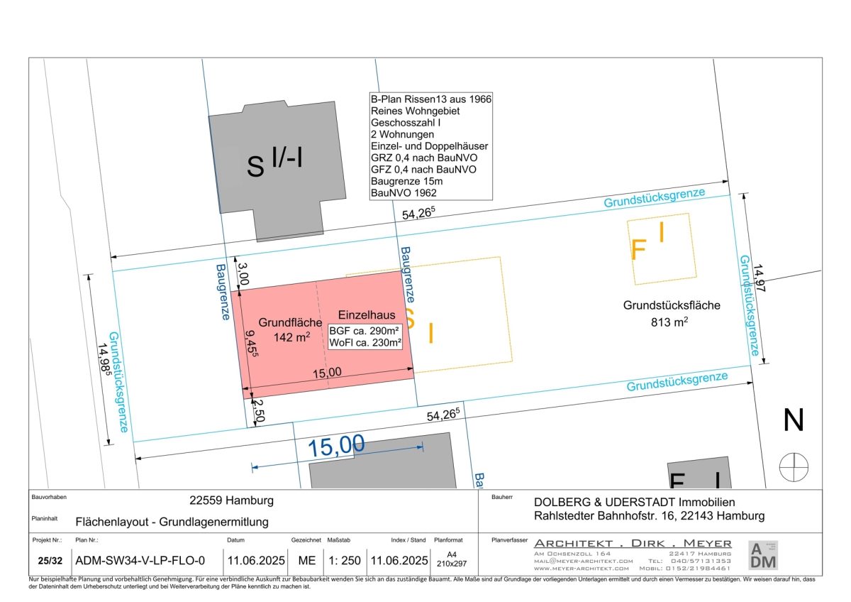 Immobilienangebot - Hamburg / Rissen - Alle - Grundstück in begehrter Lage mit Altbestand, Bebaubar Einzel- u. Doppelhäuser, B-Plan 1 VG max. 2 WE