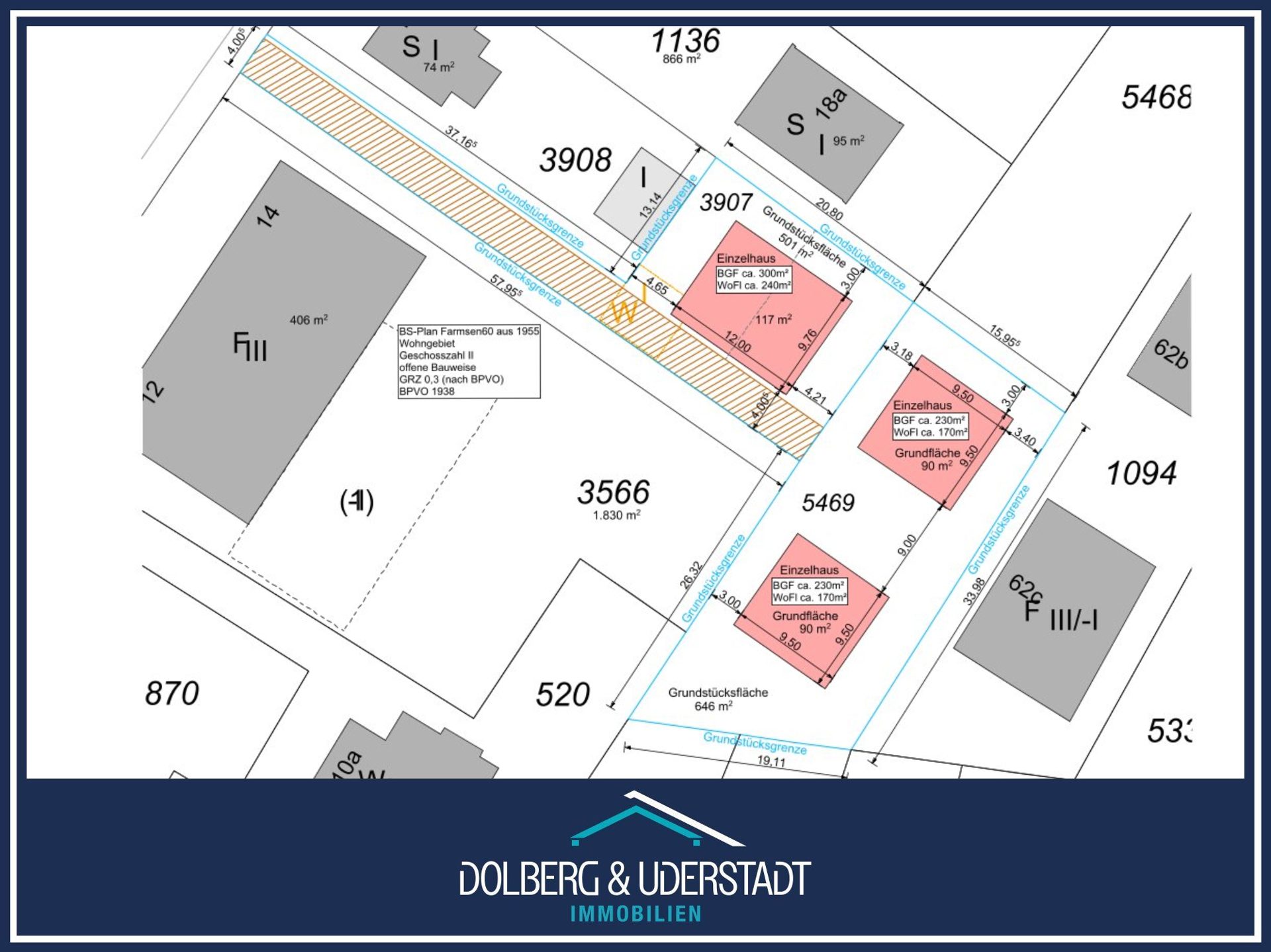 Immobilienangebot - Hamburg / Farmsen-Berne - Alle - Projektchance in Hamburg-Farmsen: Wohnbaugrundstück für bis zu 3 Häuser